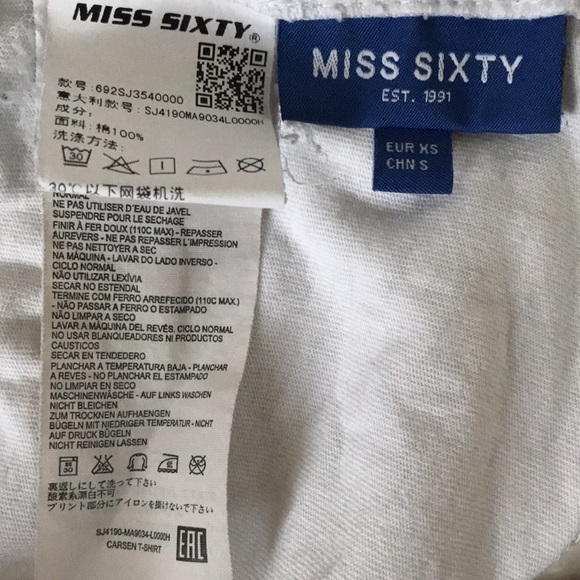 Miss Sixty sz Medium graphic tee photo girl adjustable Neck strap print on back - Picture 16 of 16
